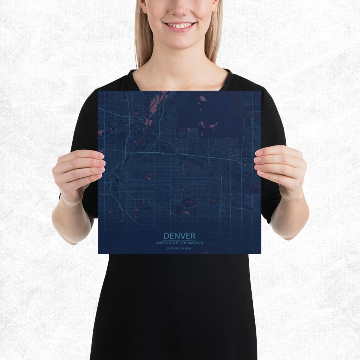 Denver Blue and Purple Paper Map