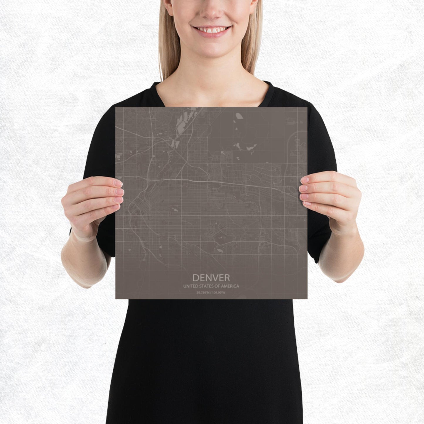 Denver Brown and Grey Paper Map