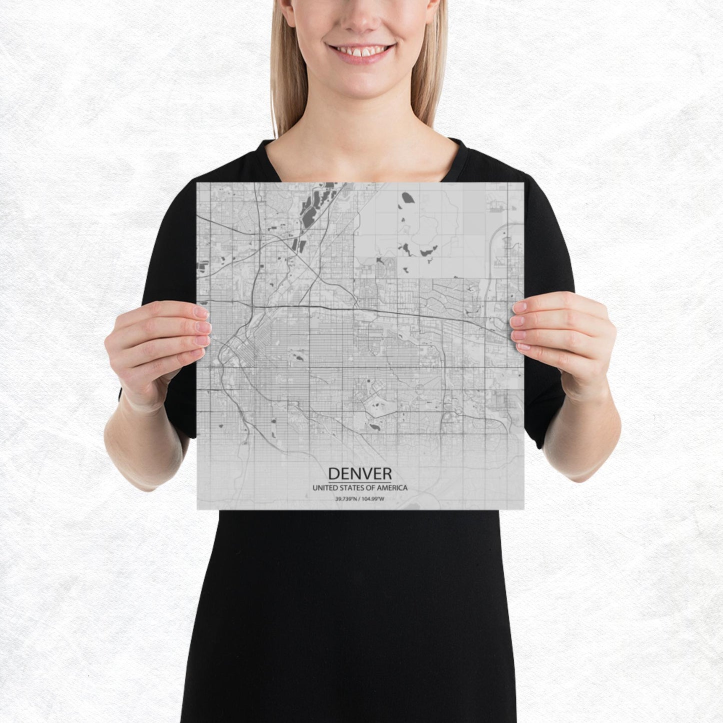 Denver Light Grey Paper Map