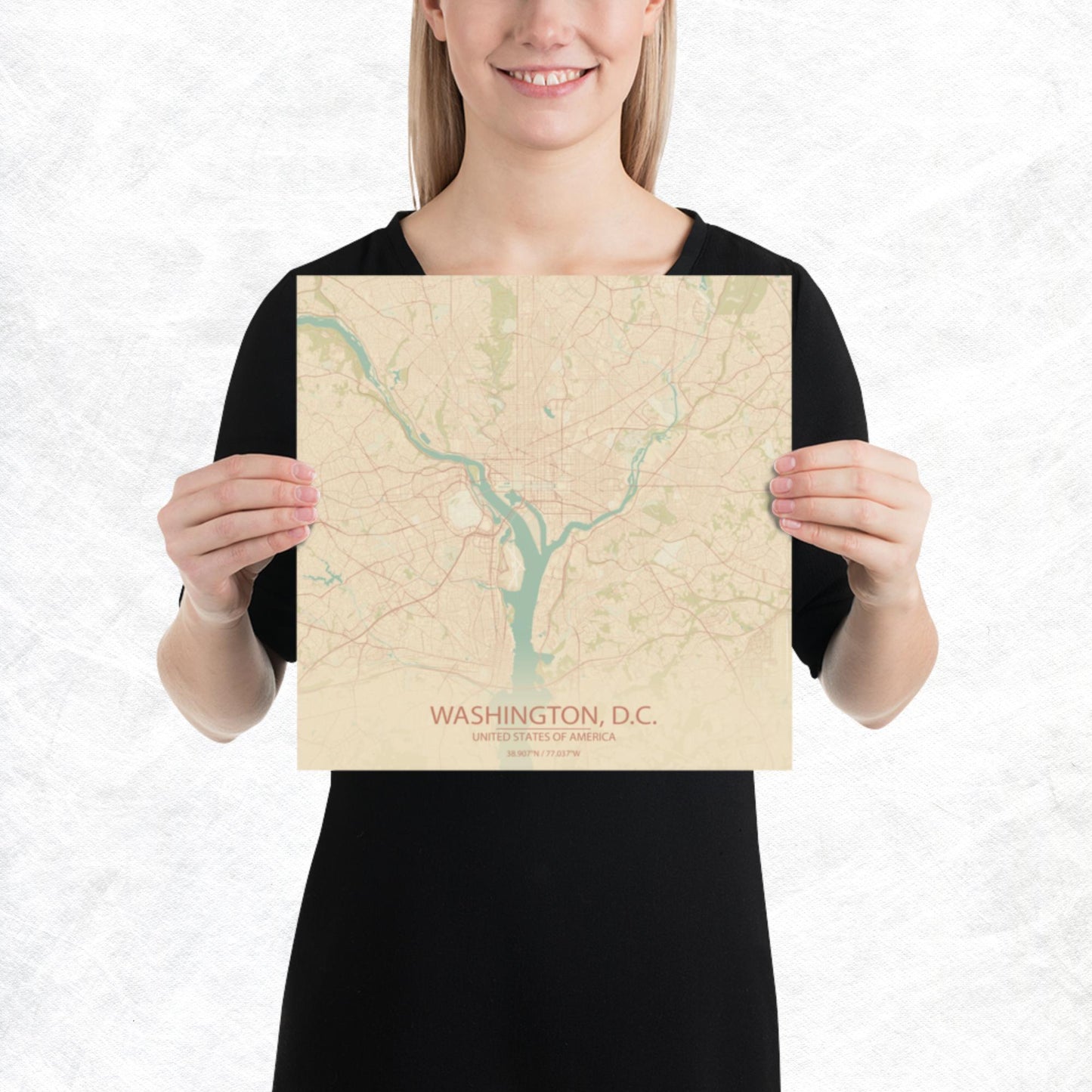 Washington, D.C. Vintage Style Paper Map