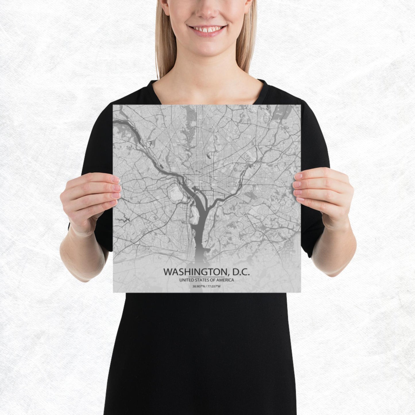 Washington, D.C. Light Grey Paper Map