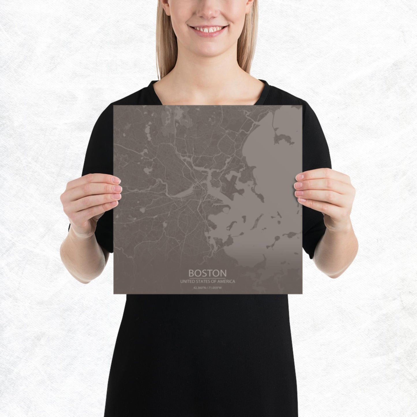 Boston Brown and Grey Paper Map