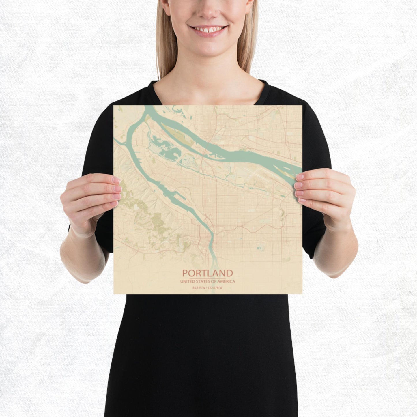 Portland Vintage Style Paper Map
