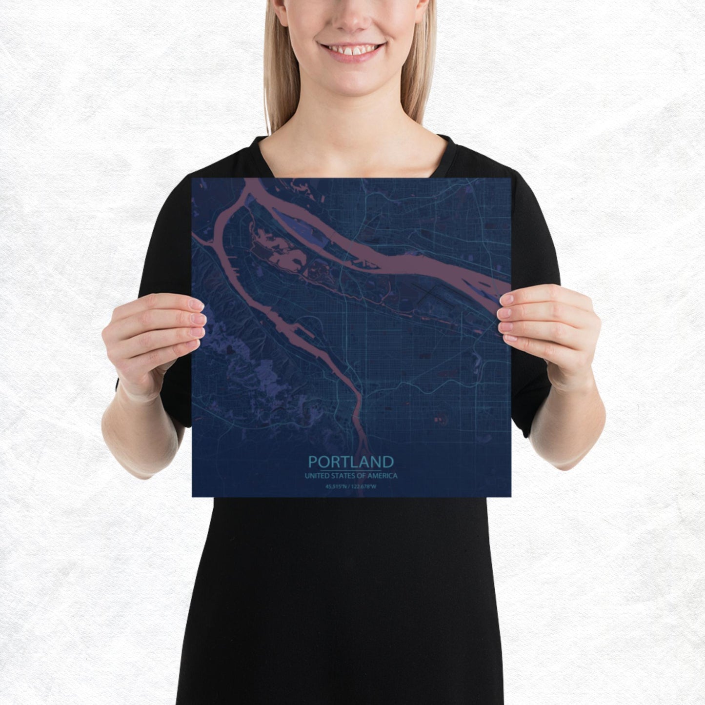 Portland Blue and Purple Paper Map