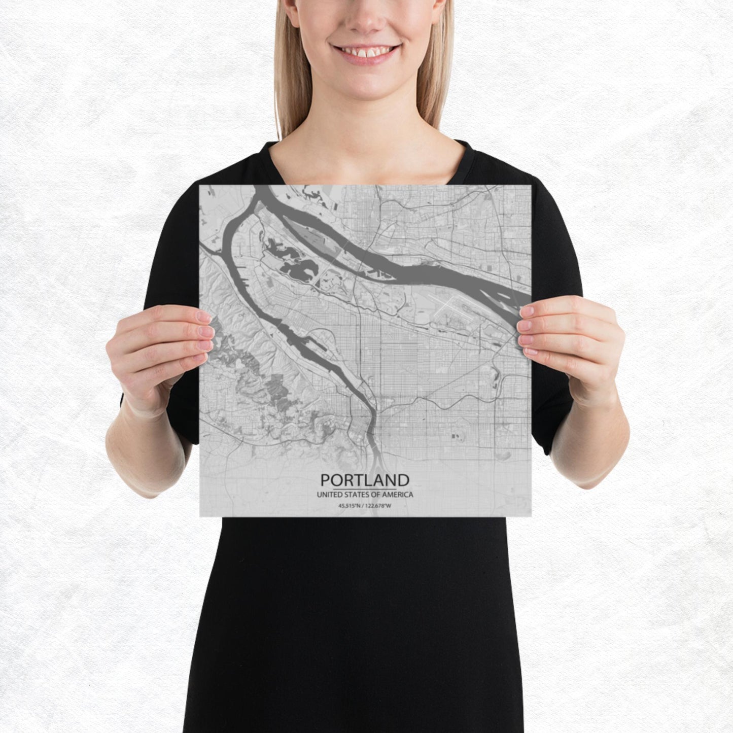 Portland Light Grey Paper Map