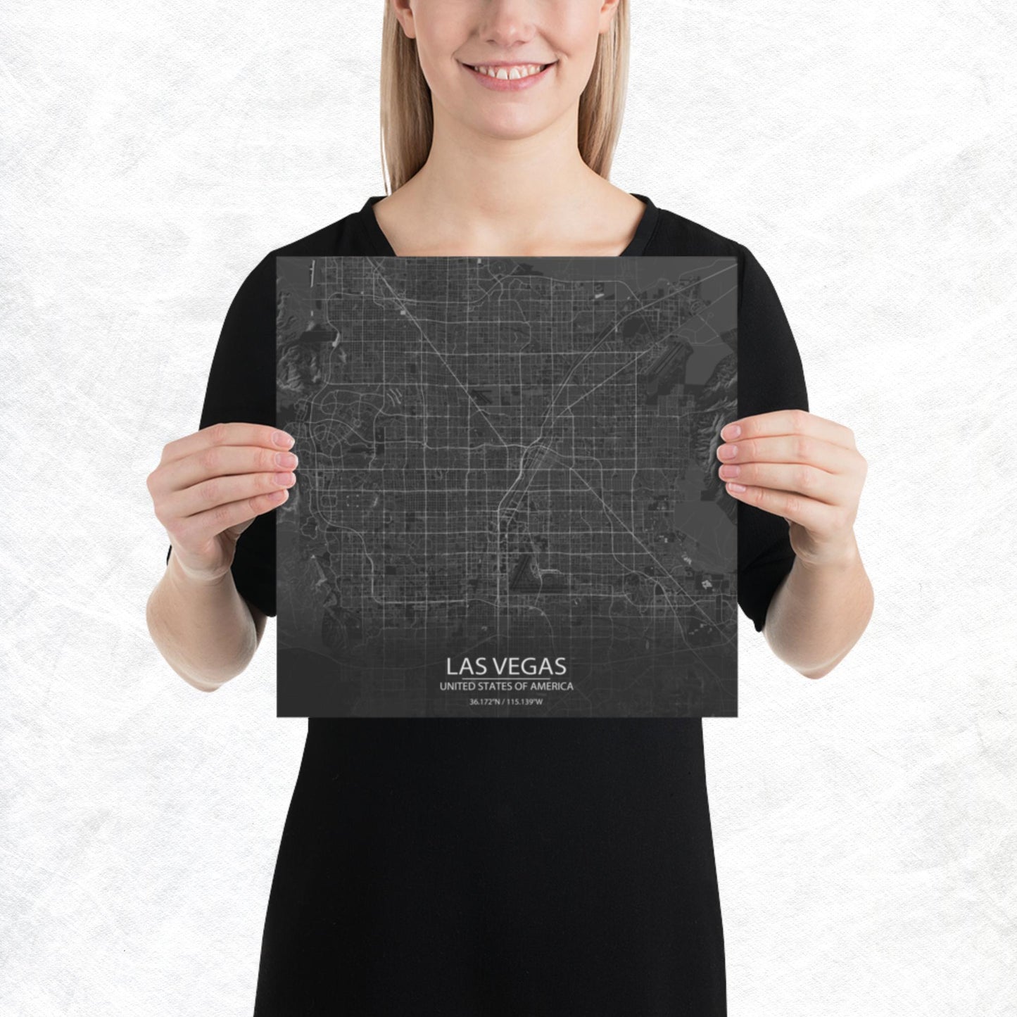 Las Vegas Dark Grey Paper Map