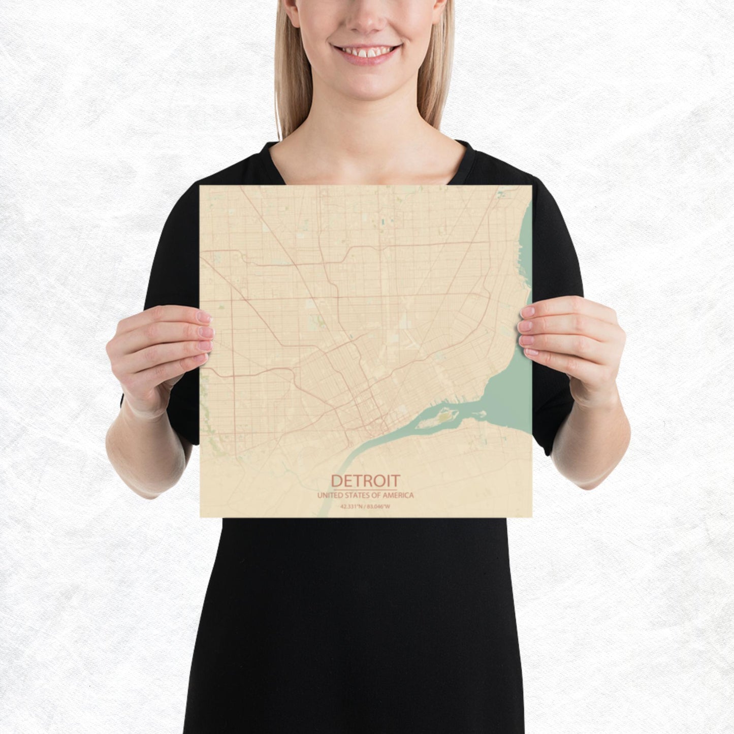 Detroit Vintage Style Paper Map