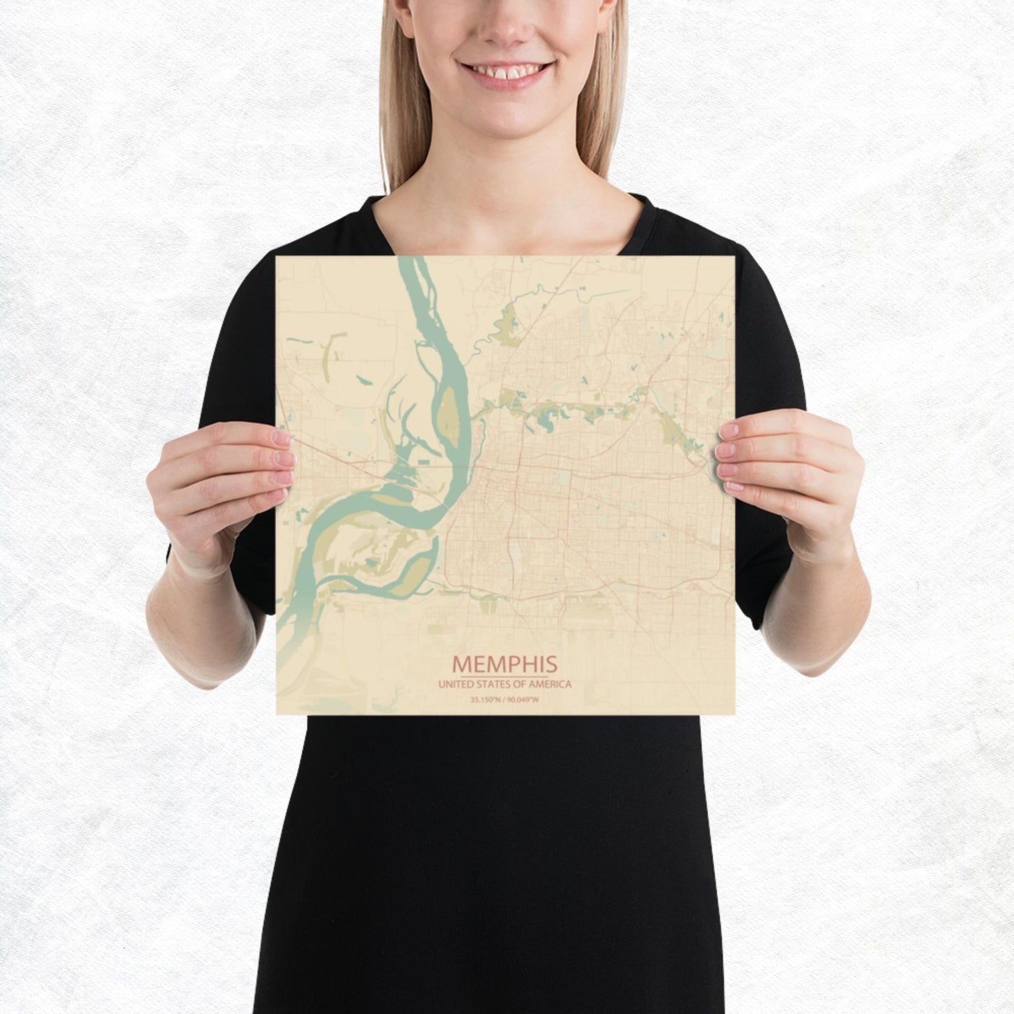 Memphis Vintage Style Paper Map