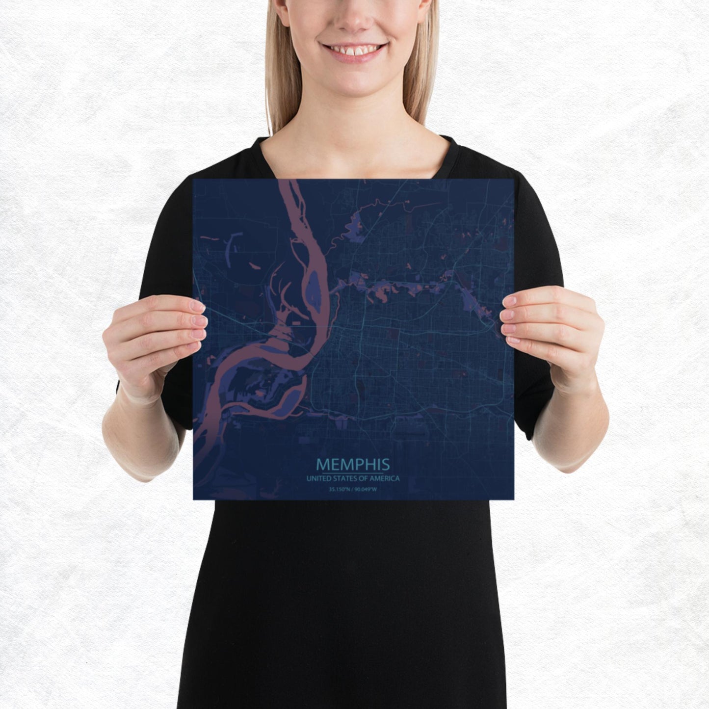 Memphis Blue and Purple Paper Map