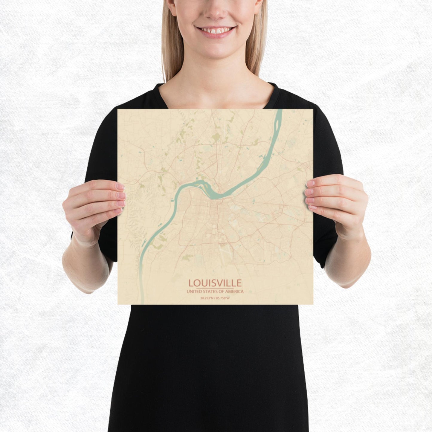 Louisville Vintage Style Paper Map