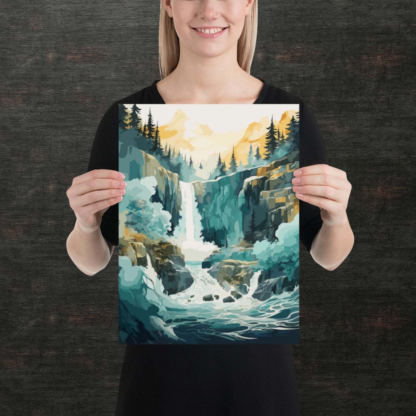 Roaring Forest Waterfall Paper Poster