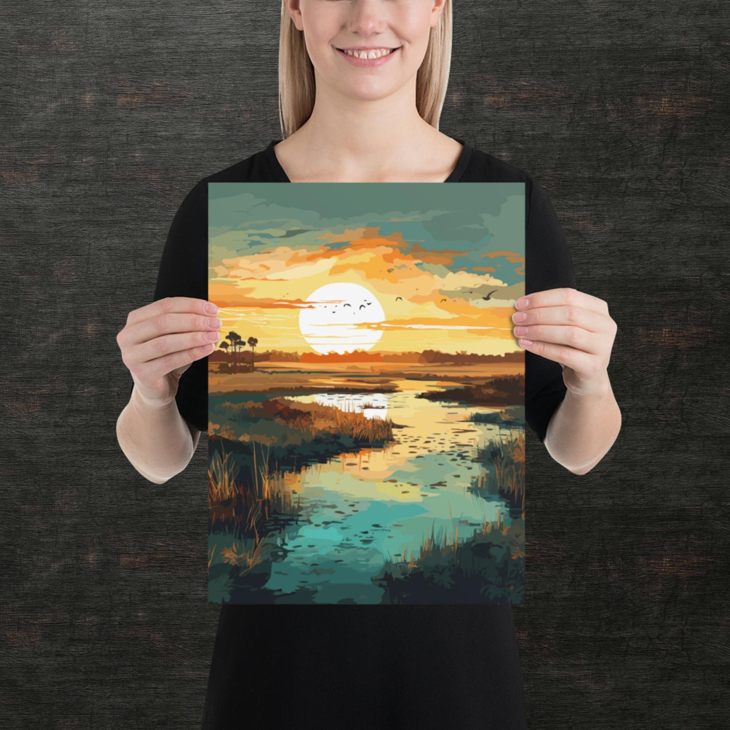 Marshland Sunset Paper Poster