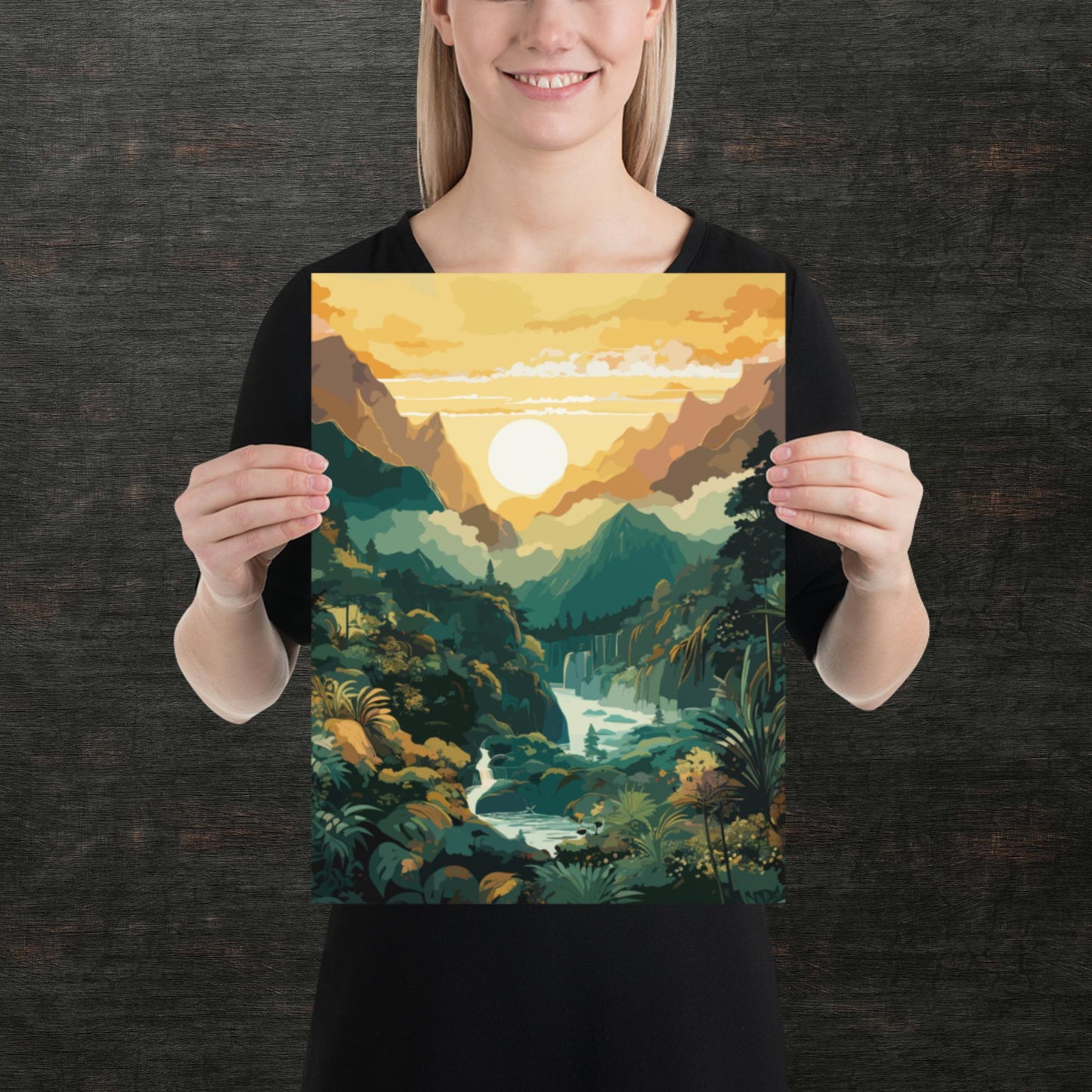 Mountainous Rainforest River Paper Poster