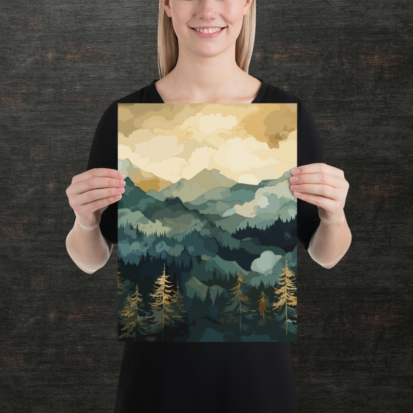 Mountainous Forest Paper Poster