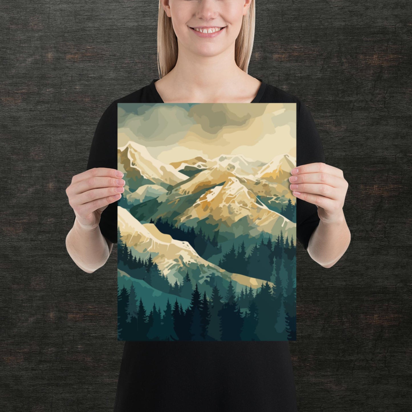 Winter Forest Mountains Paper Poster