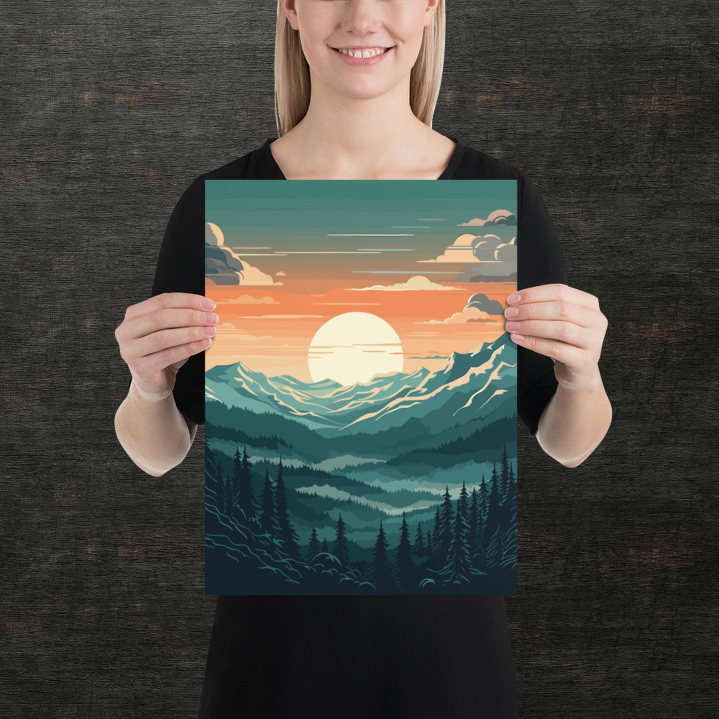 Forest Mountain Landscape Paper Poster