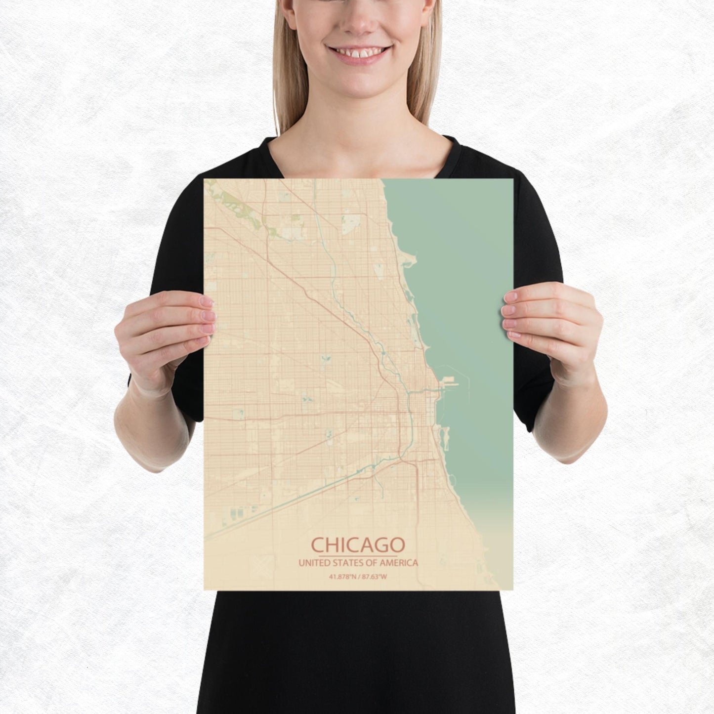 Chicago Vintage Style Paper Map