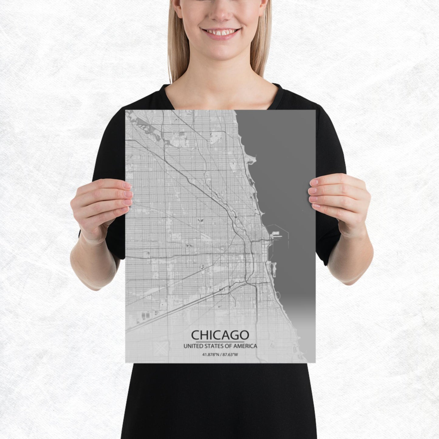 Chicago Light Grey Paper Map