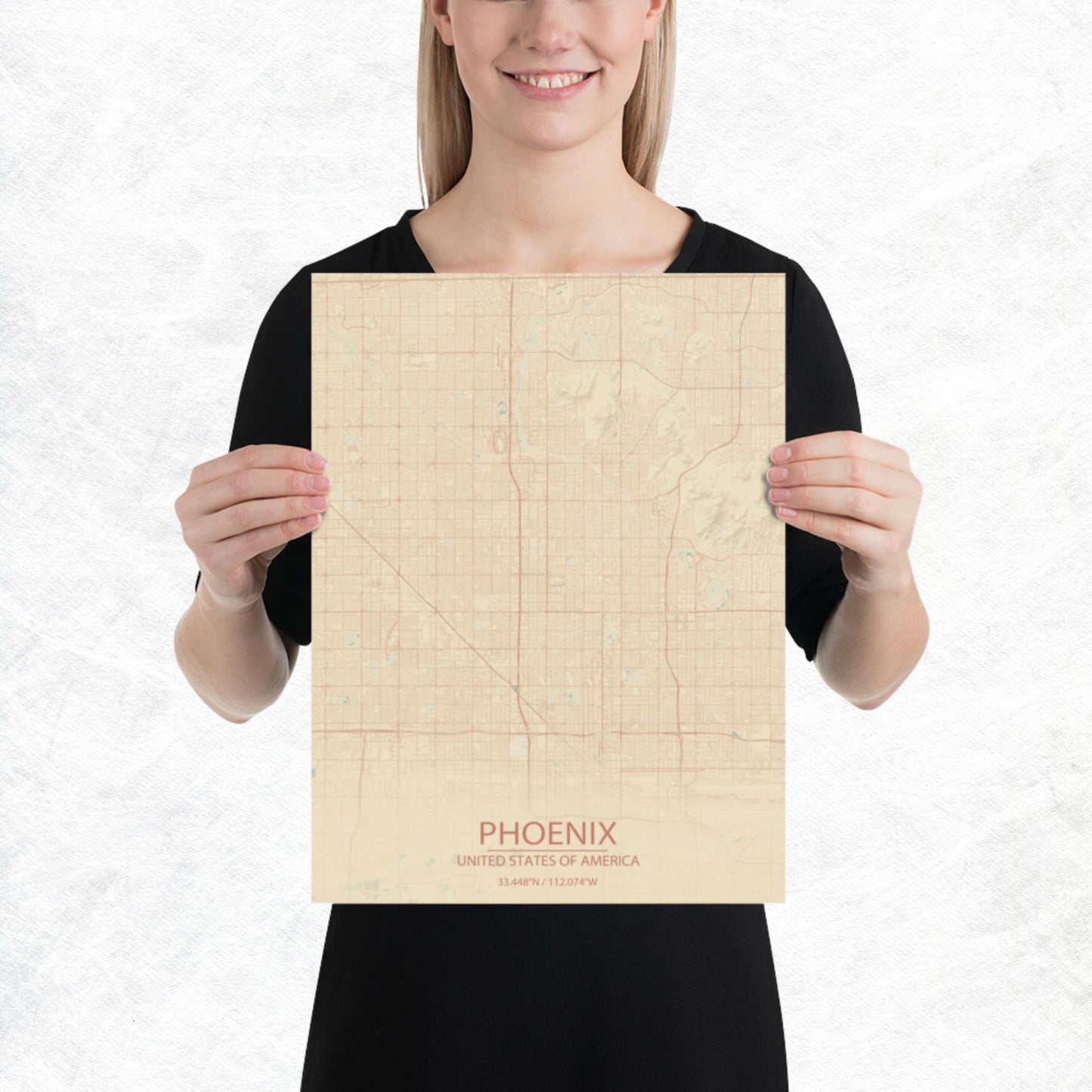 Phoenix Vintage Style Paper Map