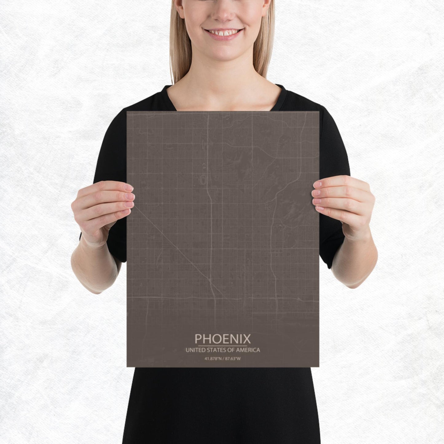 Phoenix Brown and Grey Paper Map