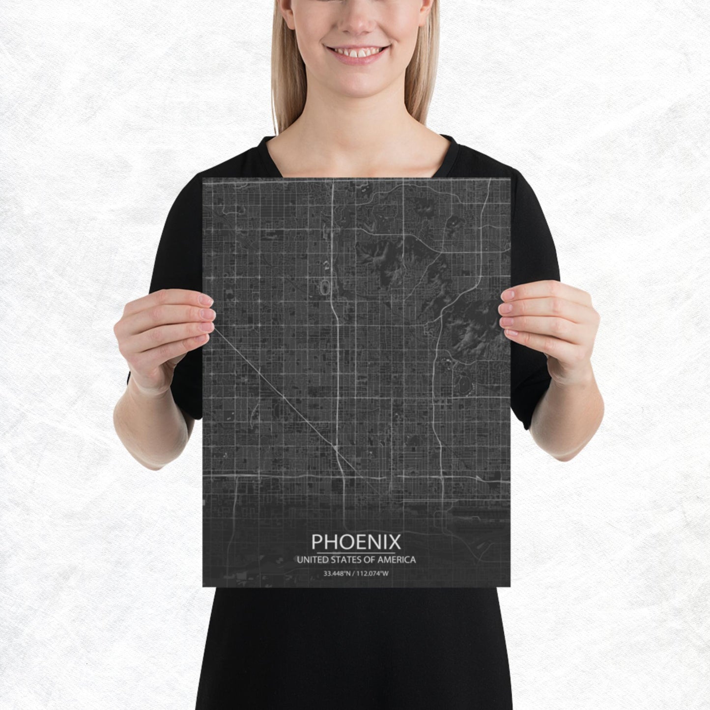 Phoenix Dark Grey Paper Map