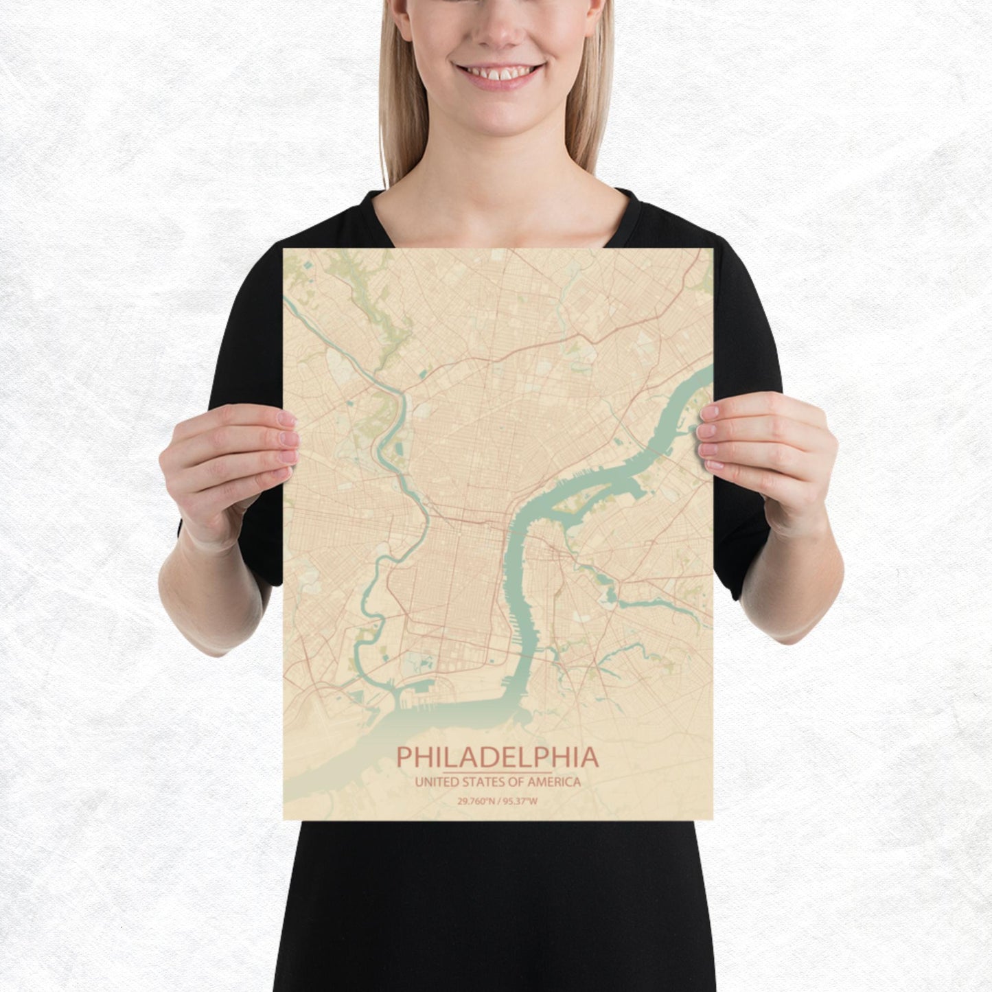 Philadelphia Vintage Style Paper Map
