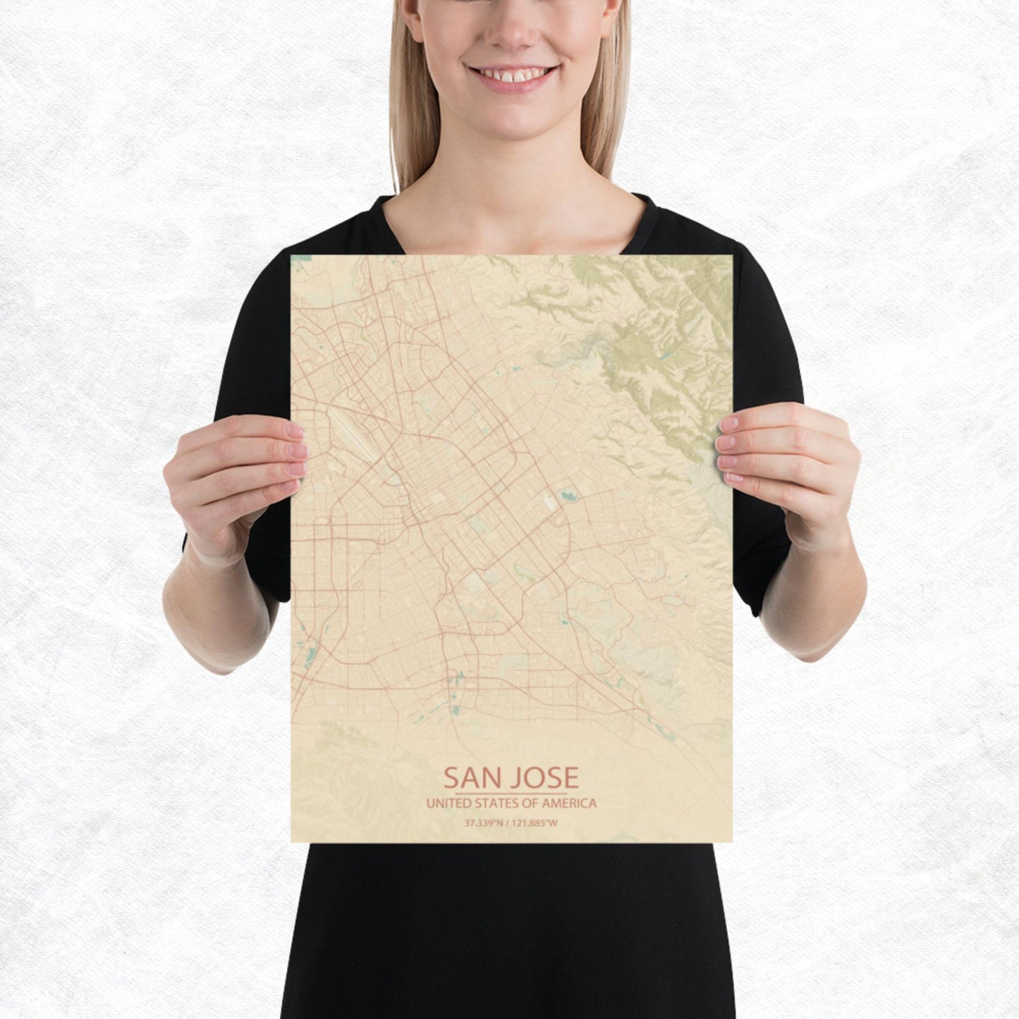 San Jose Vintage Style Paper Map