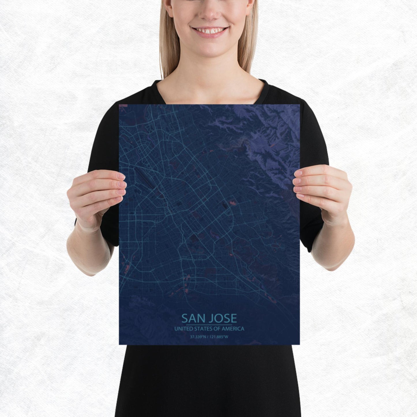 San Jose Blue and Purple Paper Map