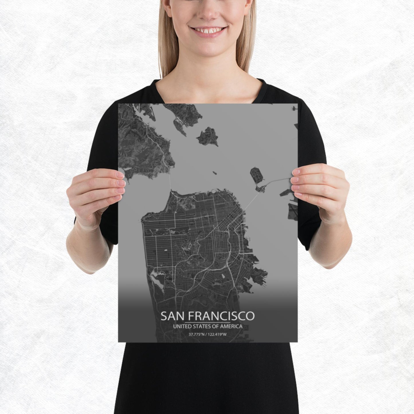 San Francisco Dark Grey Paper Map