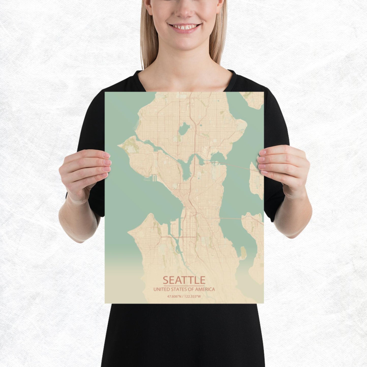 Seattle Vintage Style Paper Map