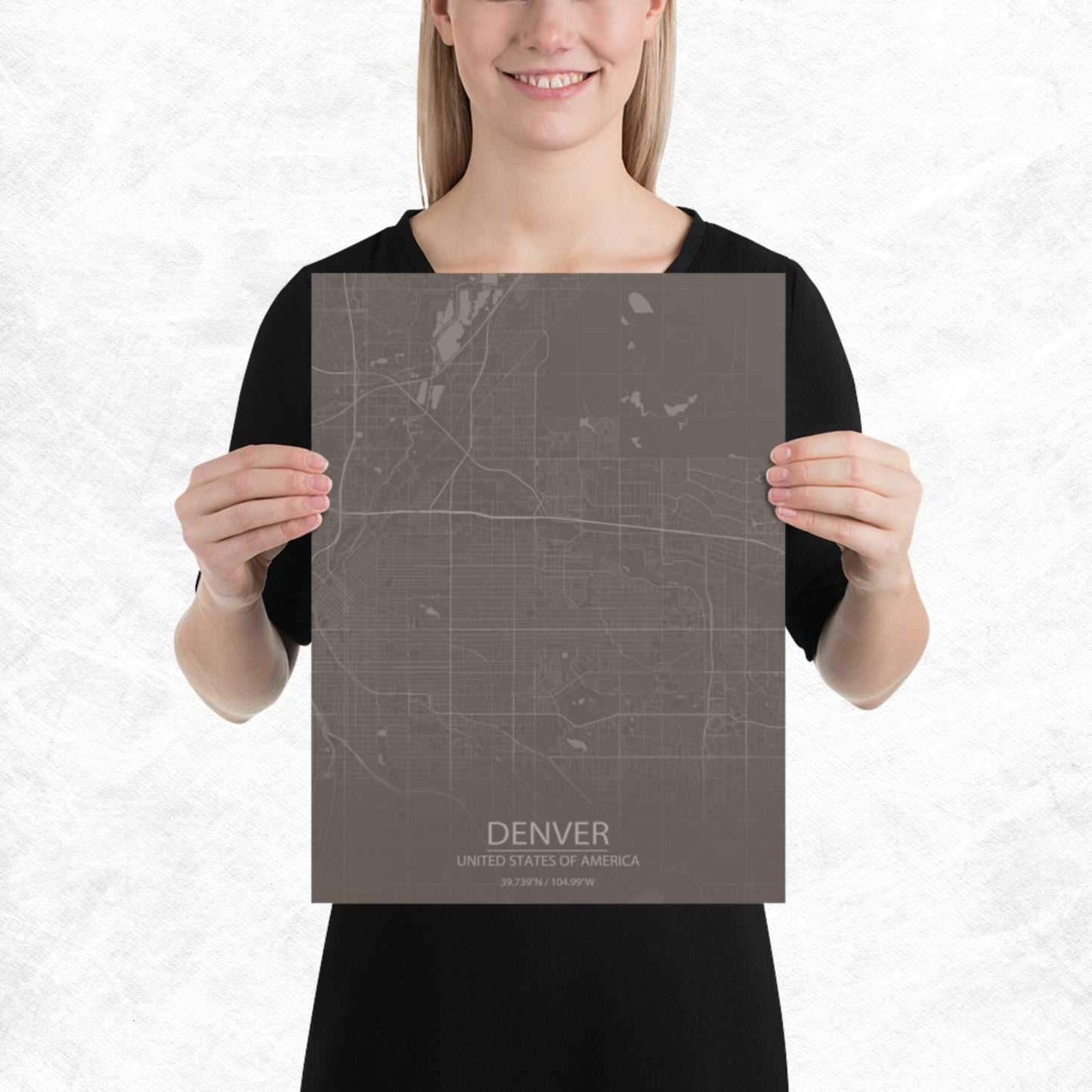 Denver Brown and Grey Paper Map
