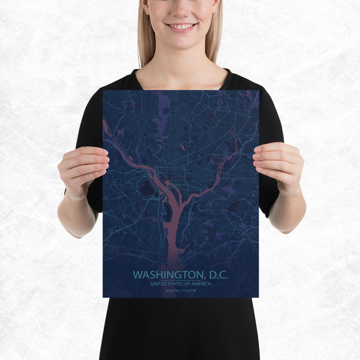 Washington, D.C. Blue and Purple Paper Map