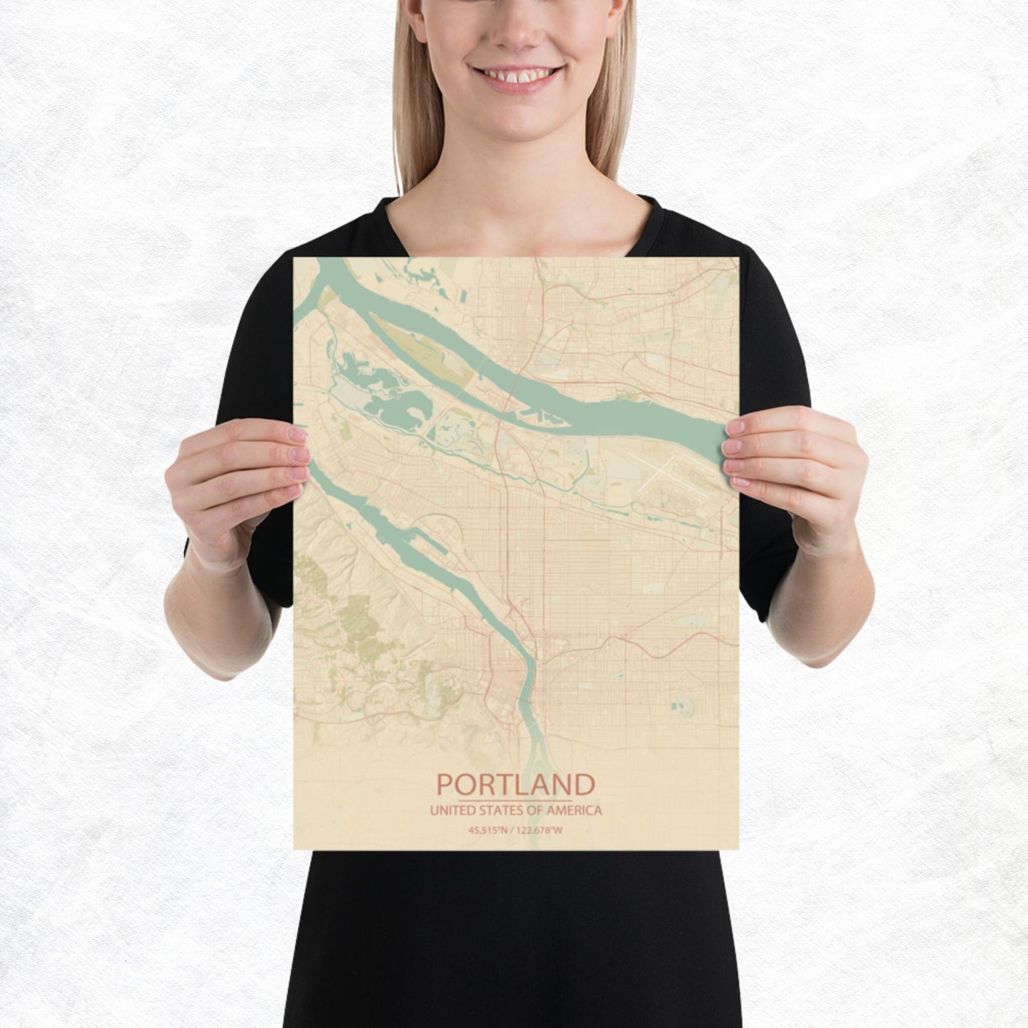 Portland Vintage Style Paper Map