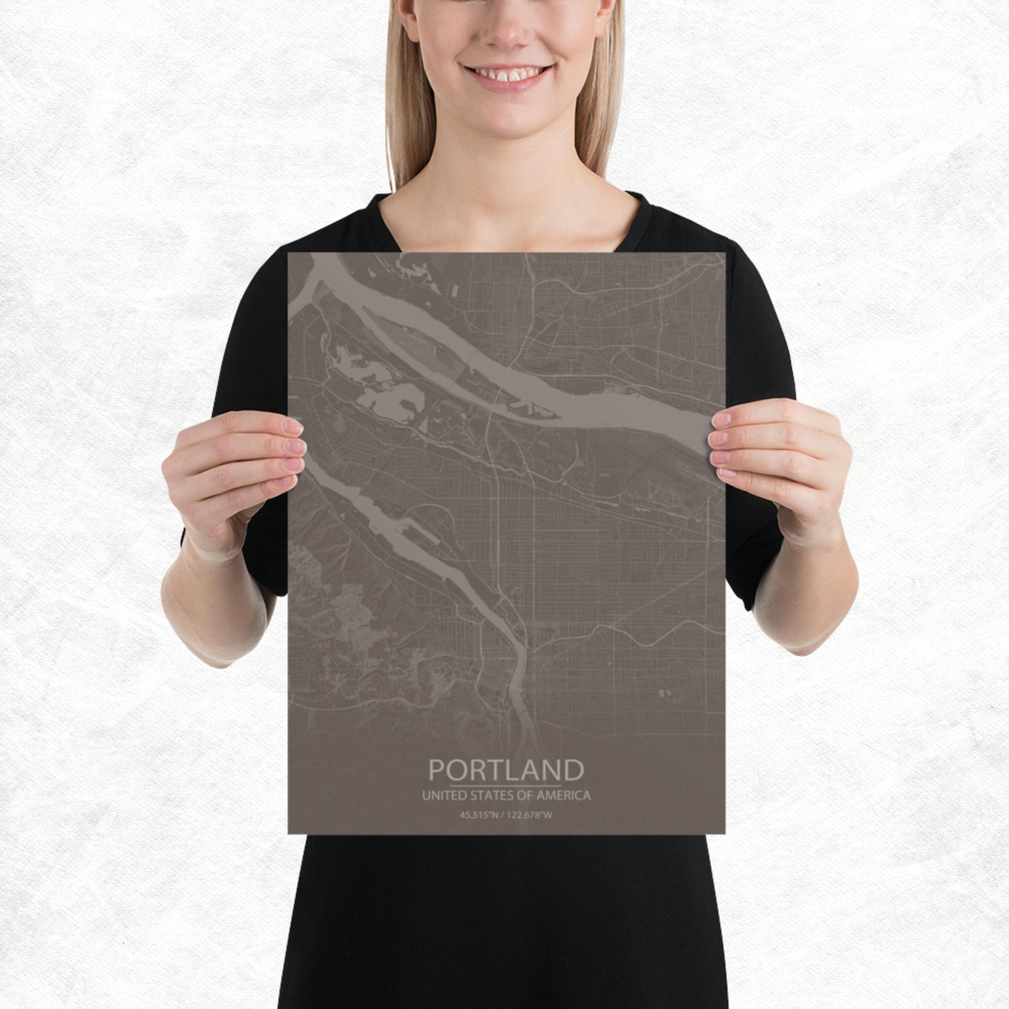 Portland Brown and Grey Paper Map