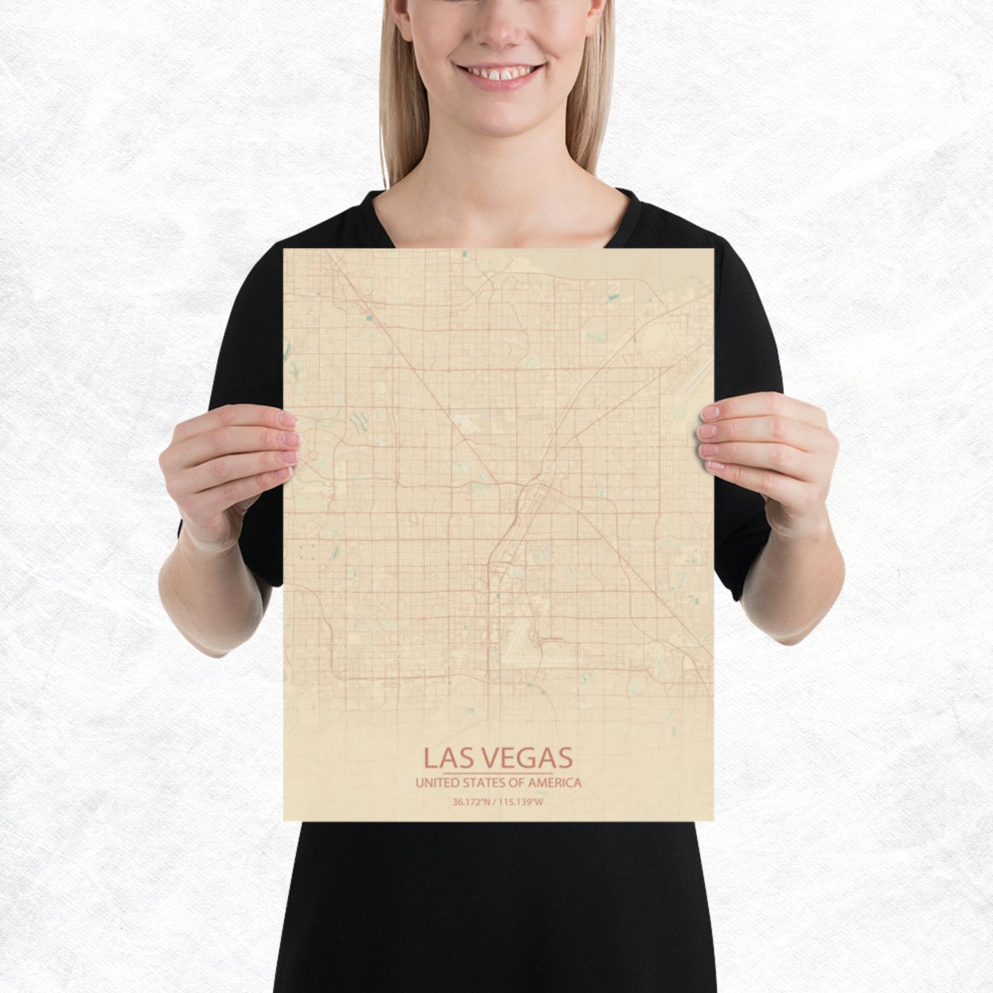 Las Vegas Vintage Style Paper Map