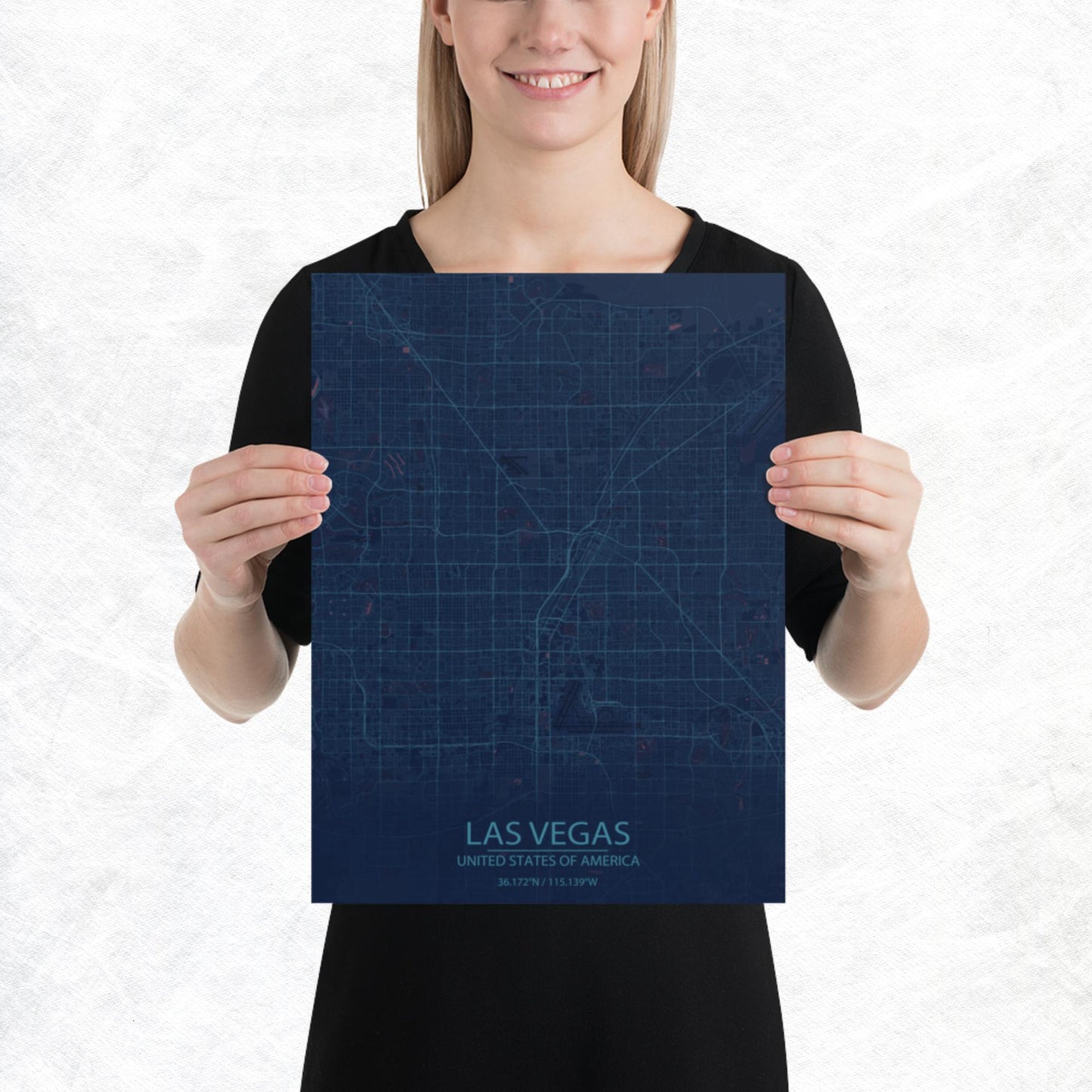 Las Vegas Blue and Purple Paper Map