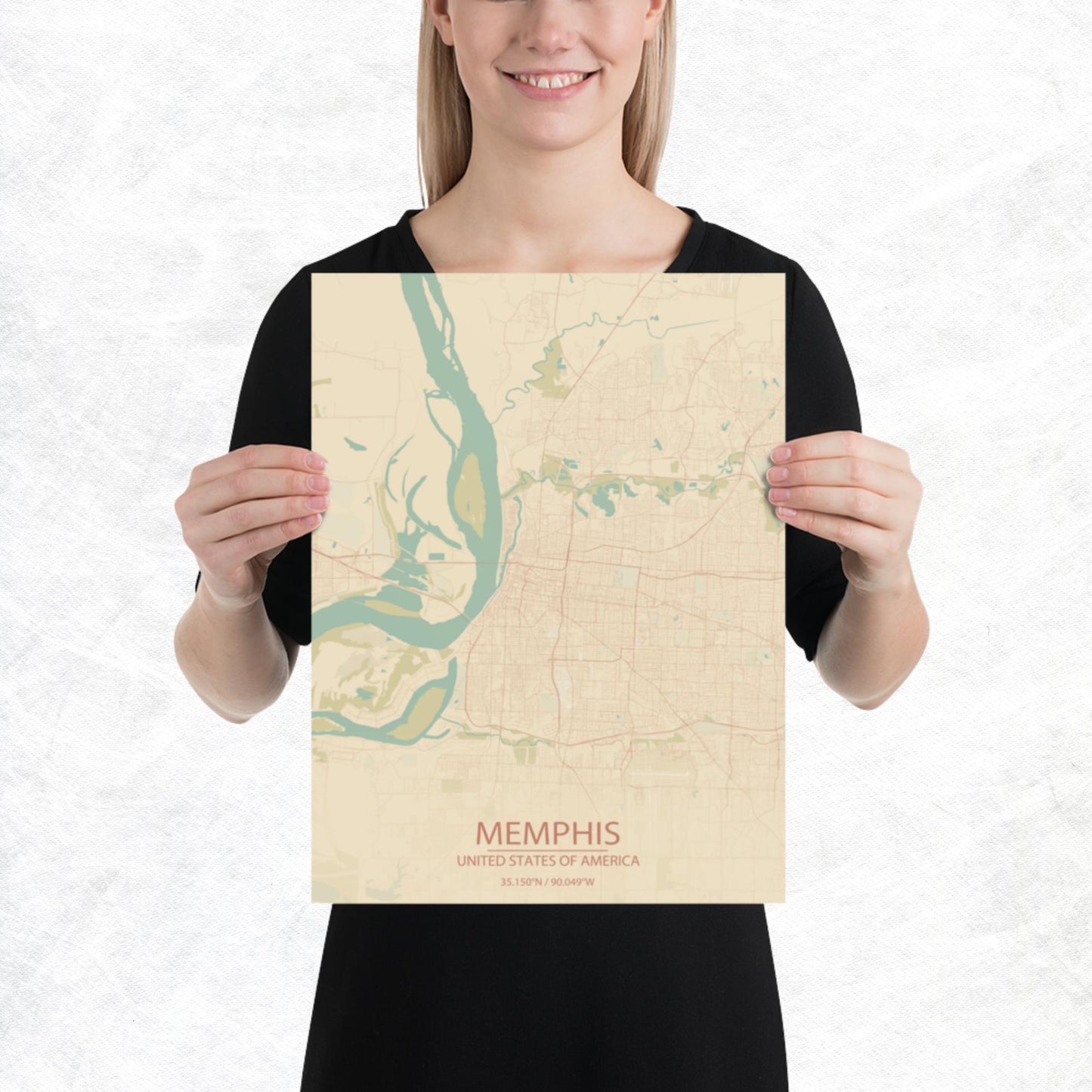 Memphis Vintage Style Paper Map