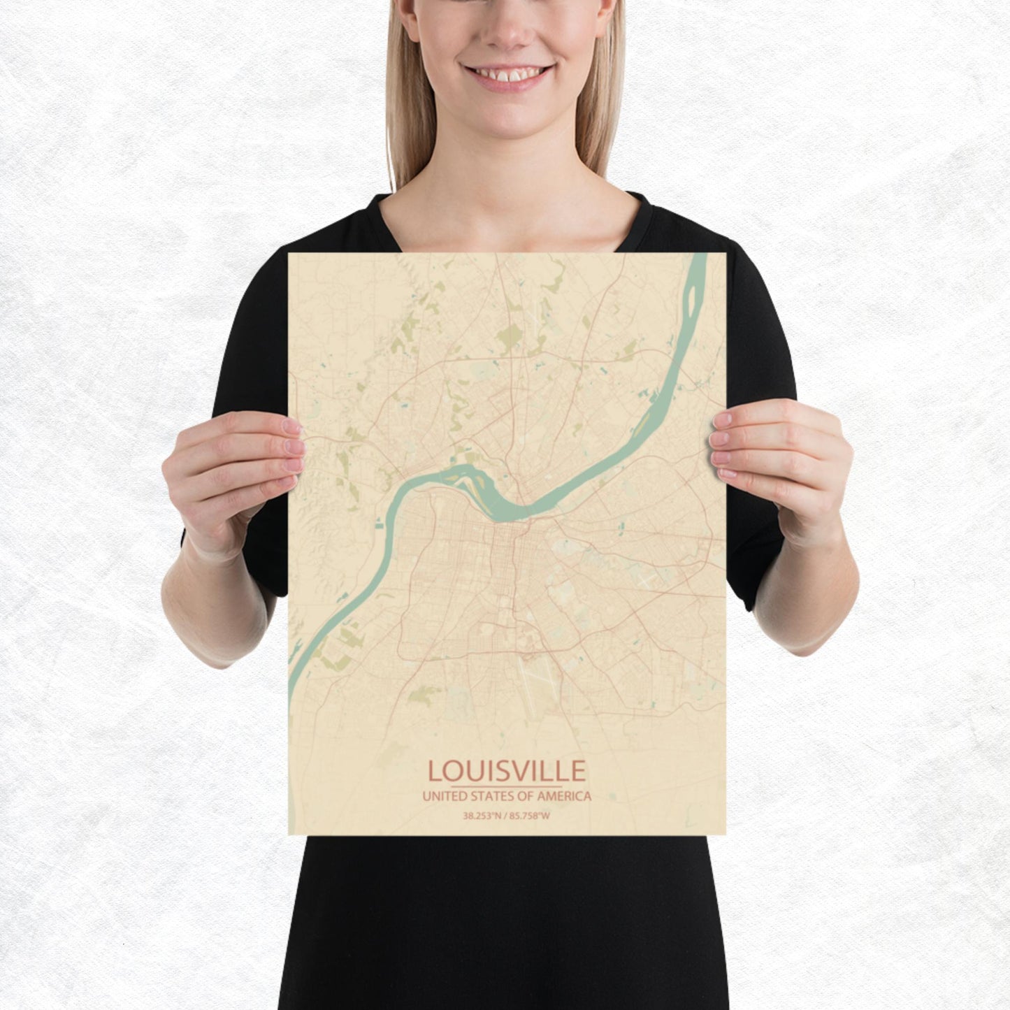 Louisville Vintage Style Paper Map