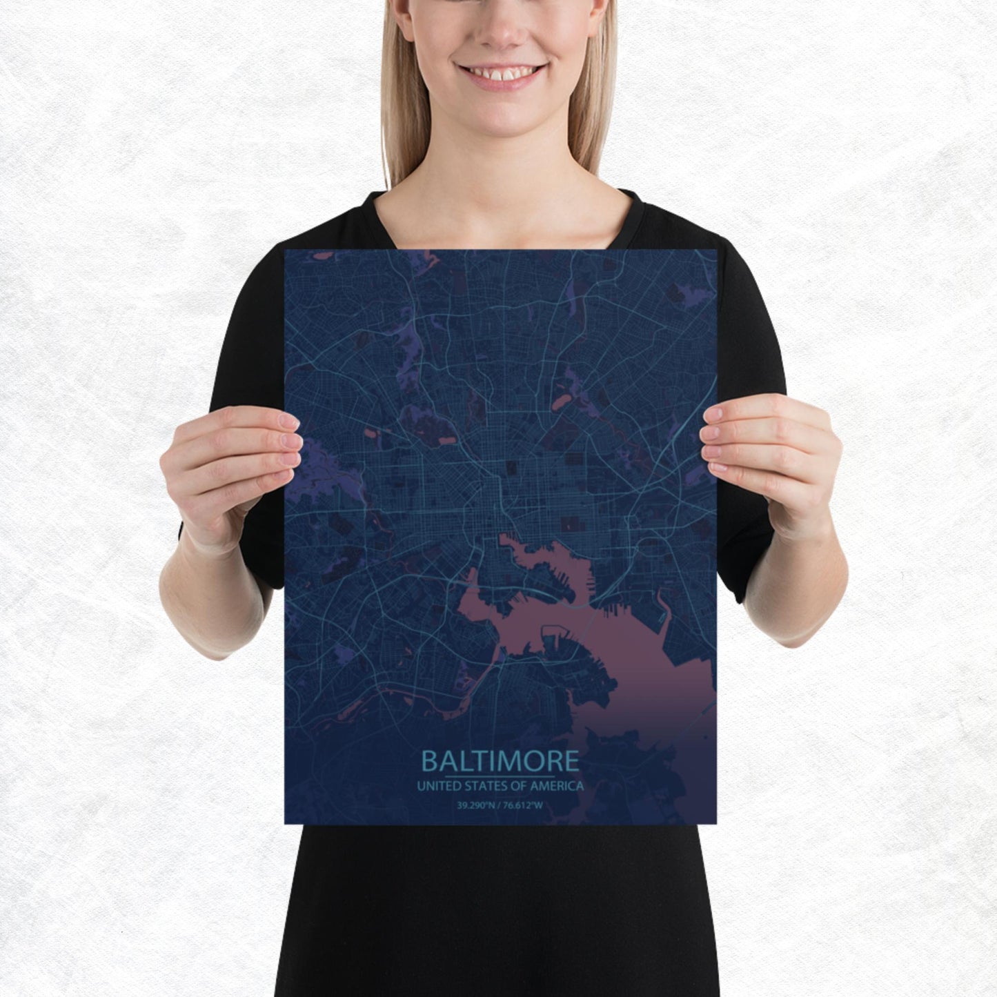 Baltimore Blue and Purple Paper Map