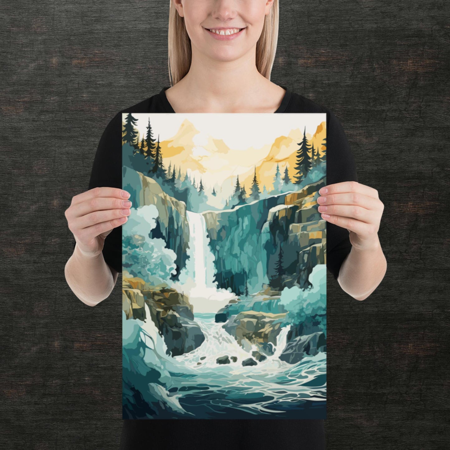 Roaring Forest Waterfall Paper Poster