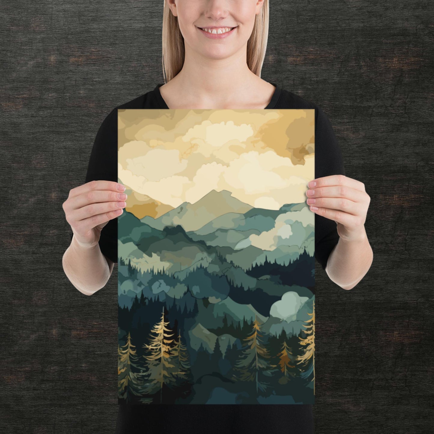 Mountainous Forest Paper Poster