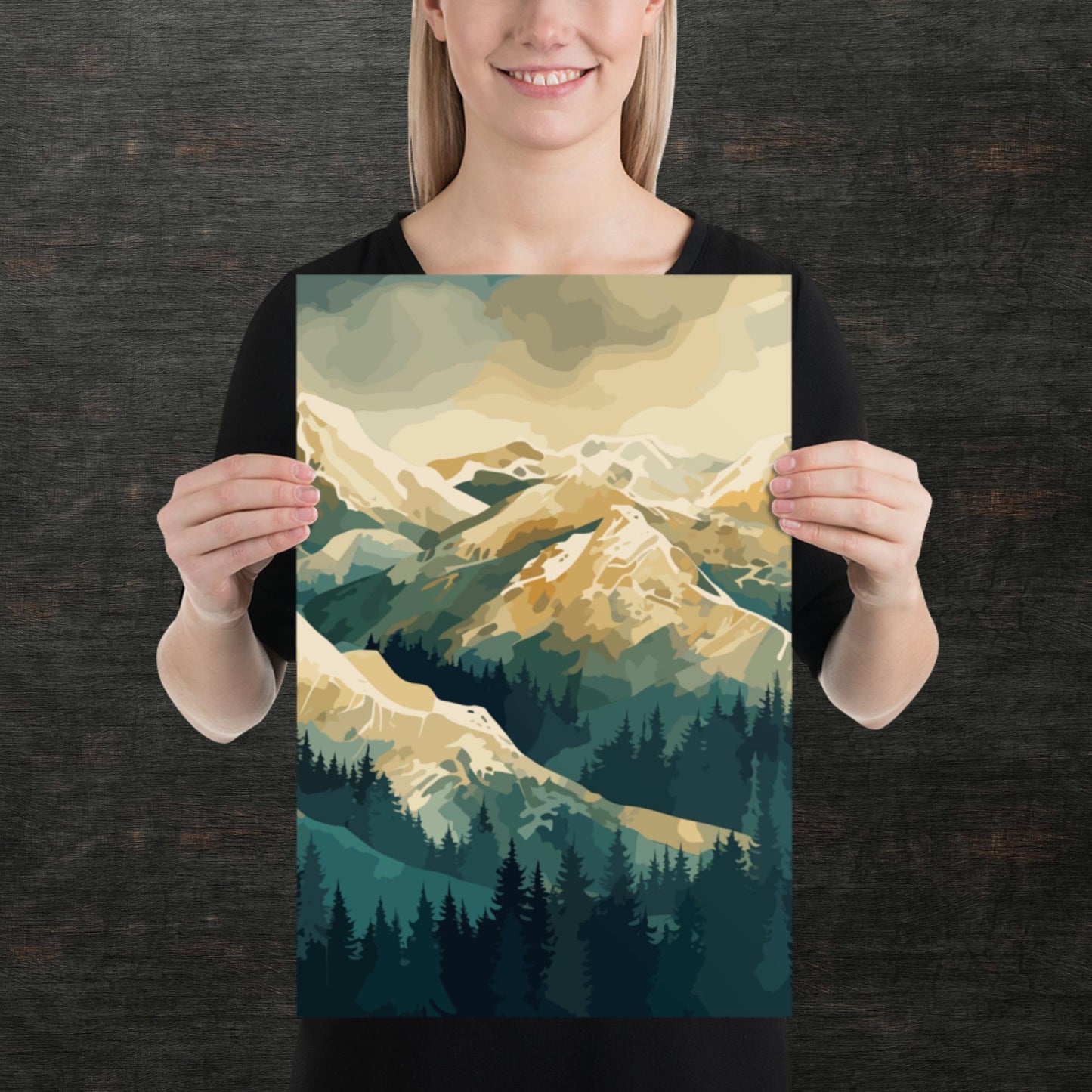 Winter Forest Mountains Paper Poster