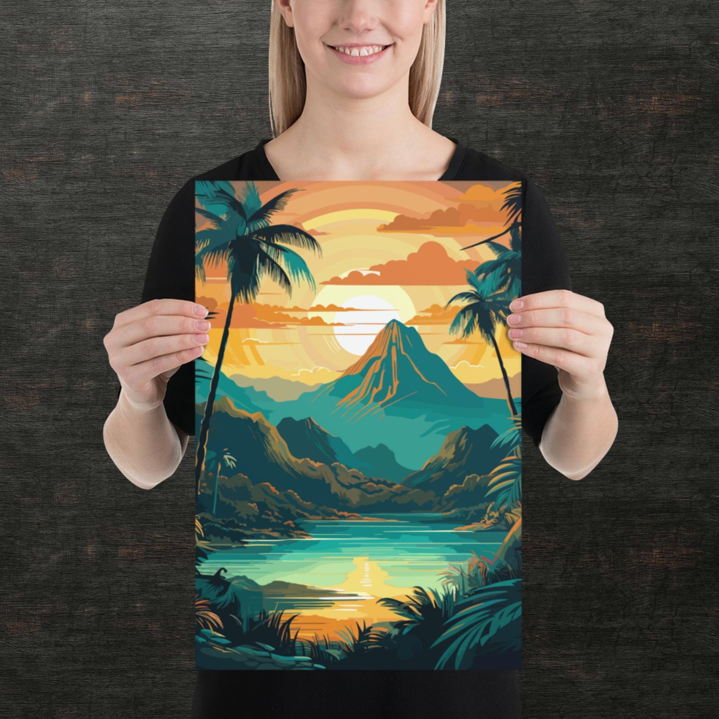 Rainforest Mountain Sunset Paper Poster