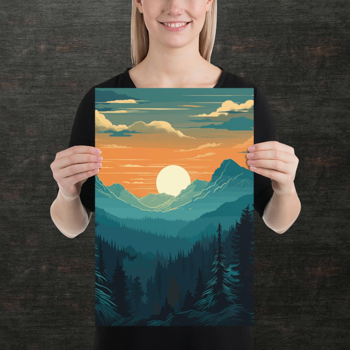 Forest Skyline Sunset Paper Poster