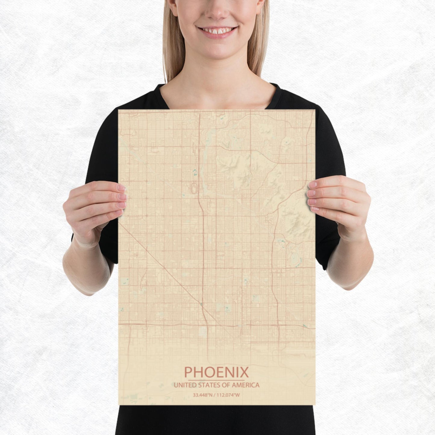 Phoenix Vintage Style Paper Map