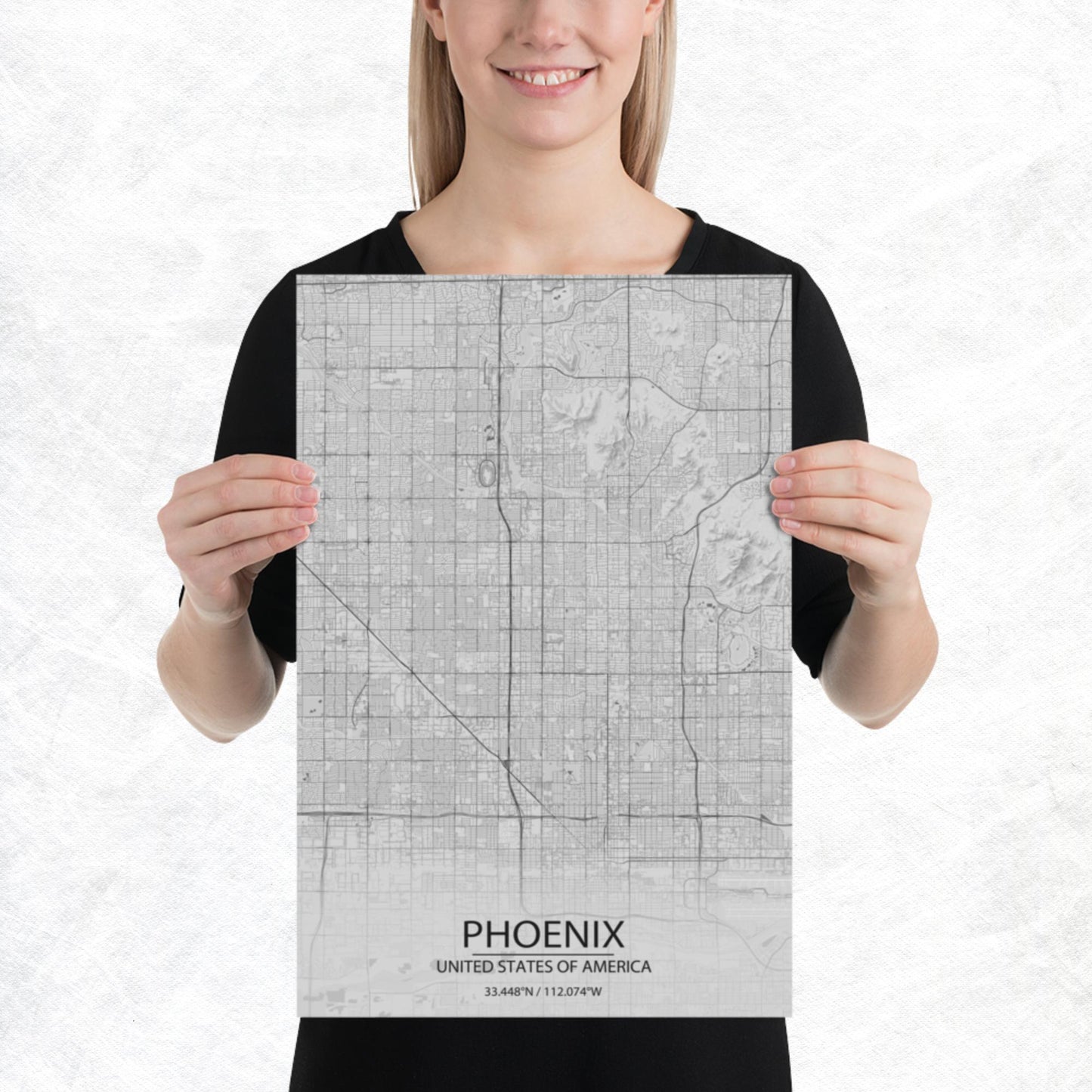 Phoenix Light Grey Paper Map