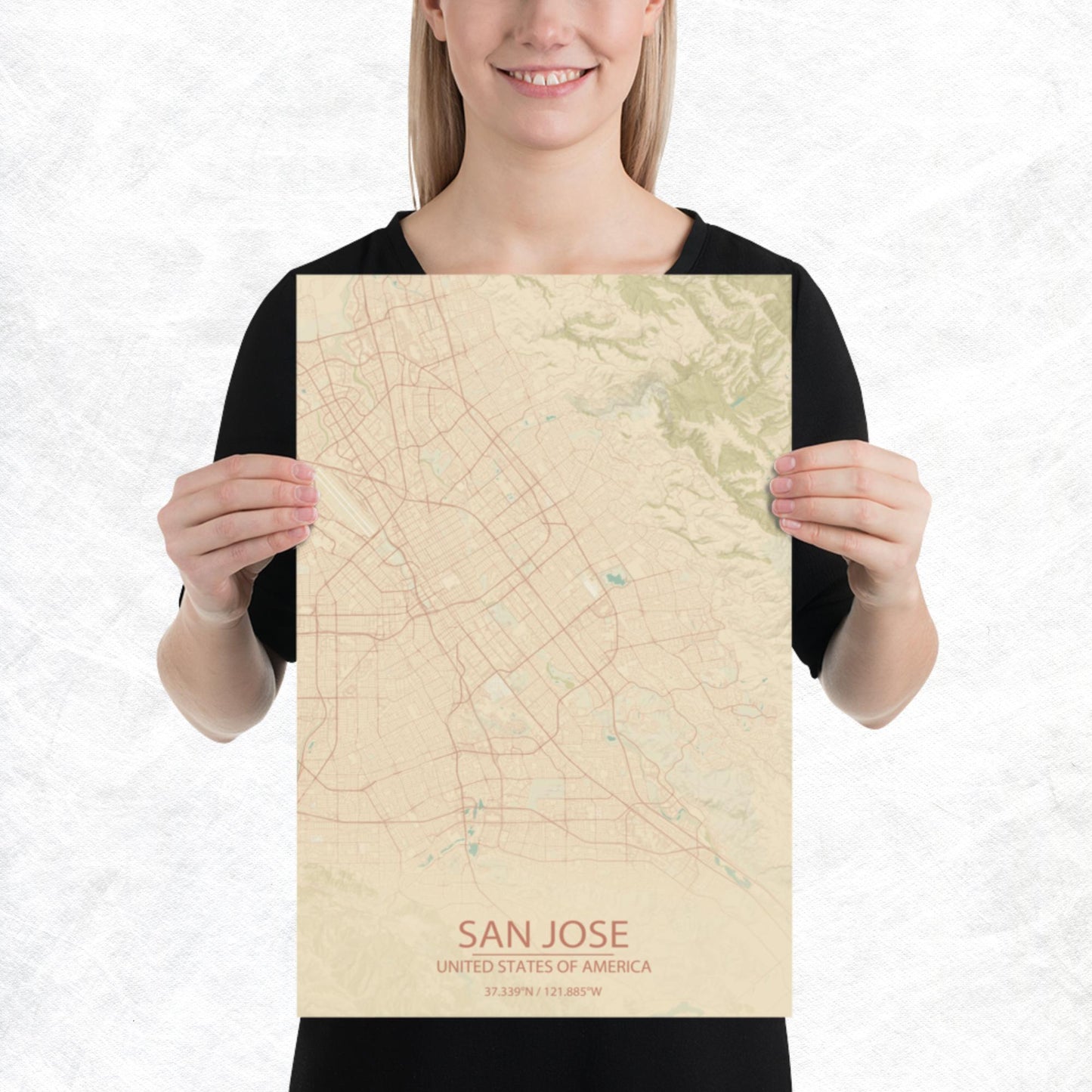 San Jose Vintage Style Paper Map