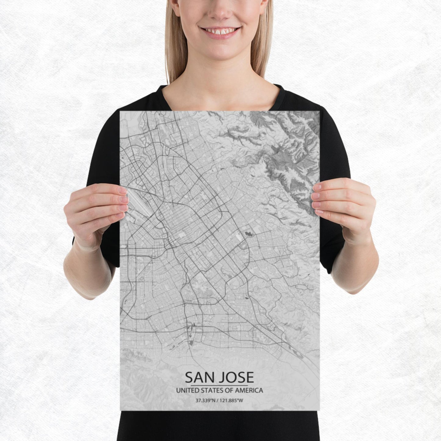 San Jose Light Grey Paper Map