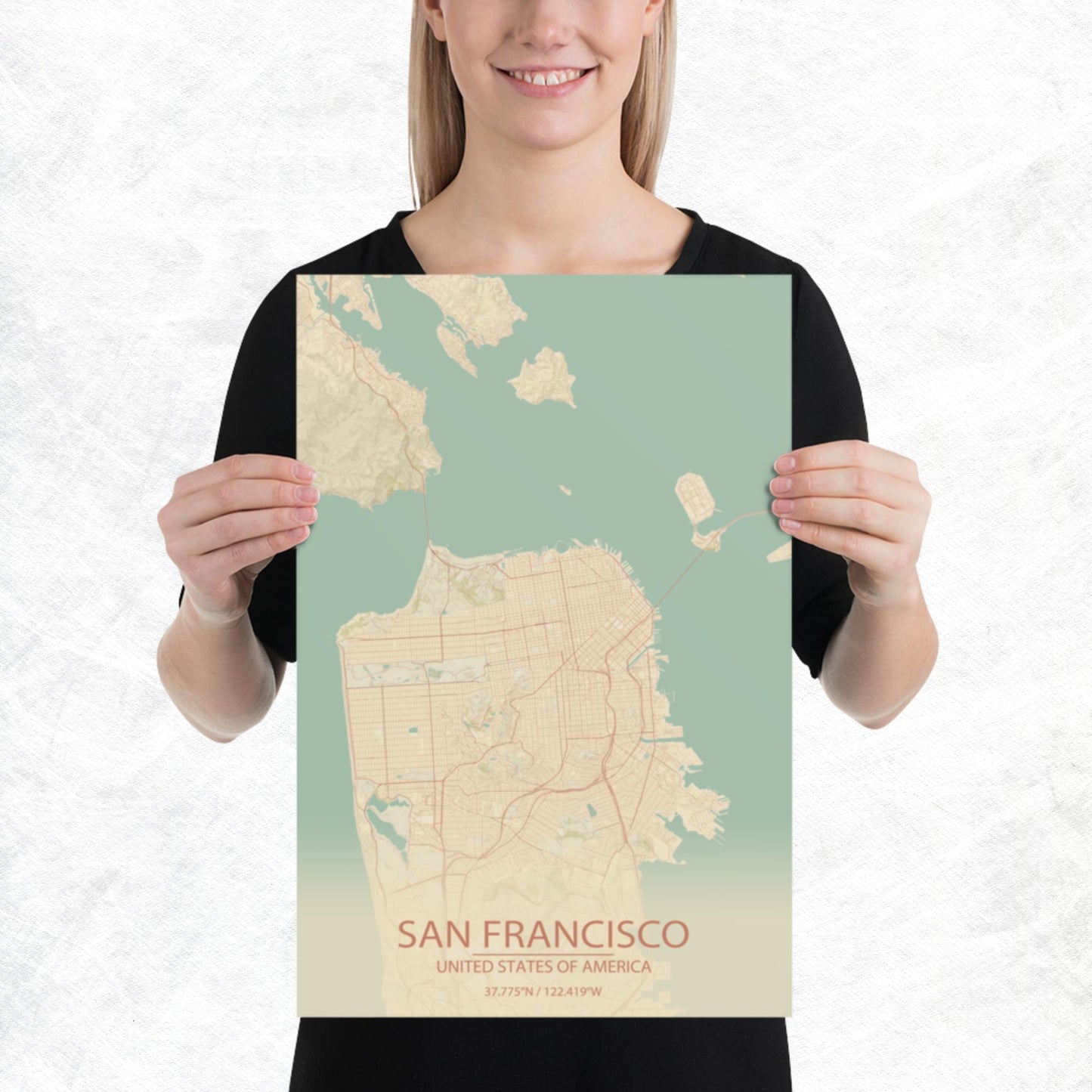 San Francisco Vintage Style Paper Map
