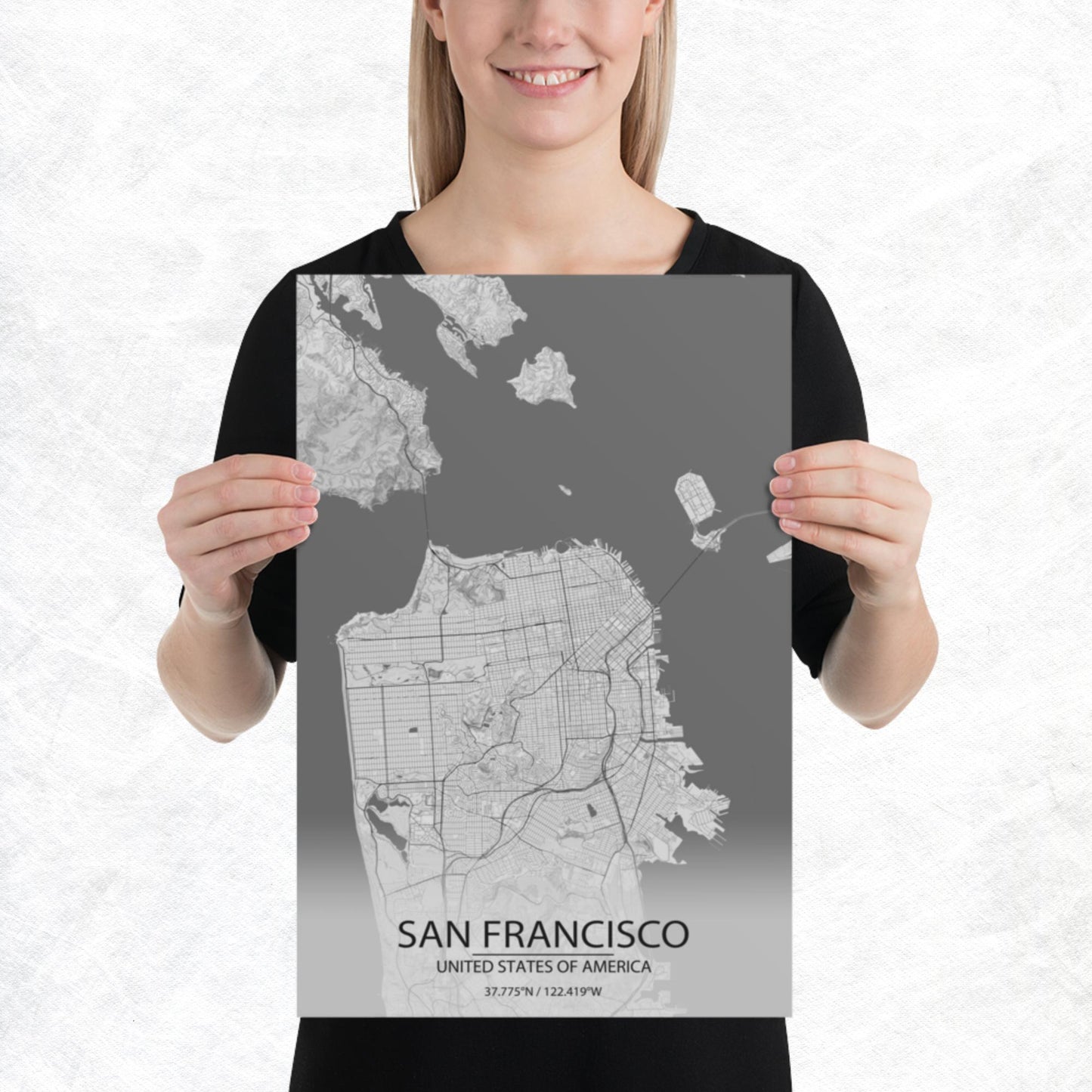 San Francisco Light Grey Paper Map